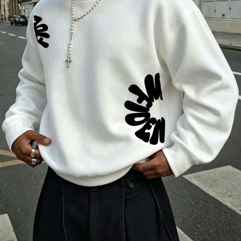 Letter Print Long Sleeve Baggy Hoodie, Soft Comfortable Fabric, Casual Street Style, Fall Winter Essential, Unisex, Five Sizes Available
