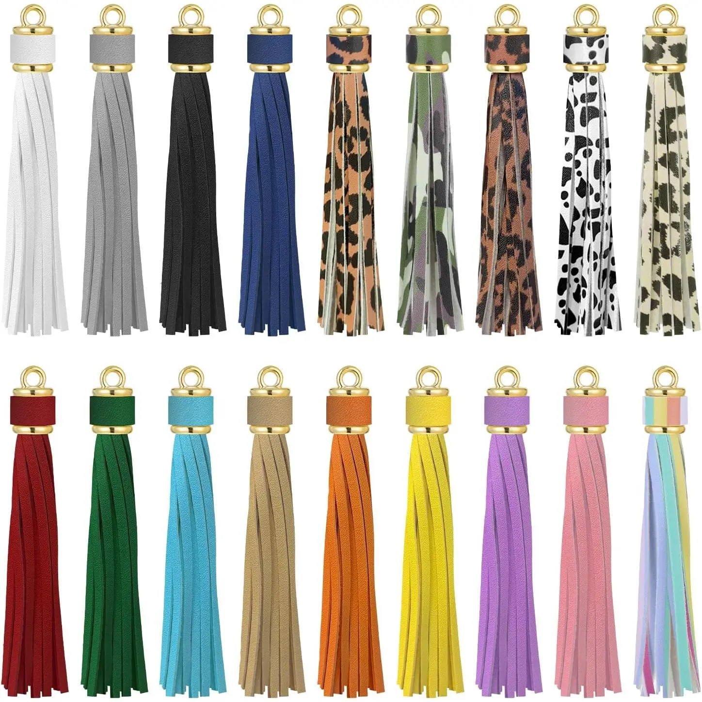 18 count 4" Tassels for Key Chains  Making Supplies Tassels for  Faux Leather Tassel for Keychains Tassel Charms  Cap for DIY Crafts (18  Color)