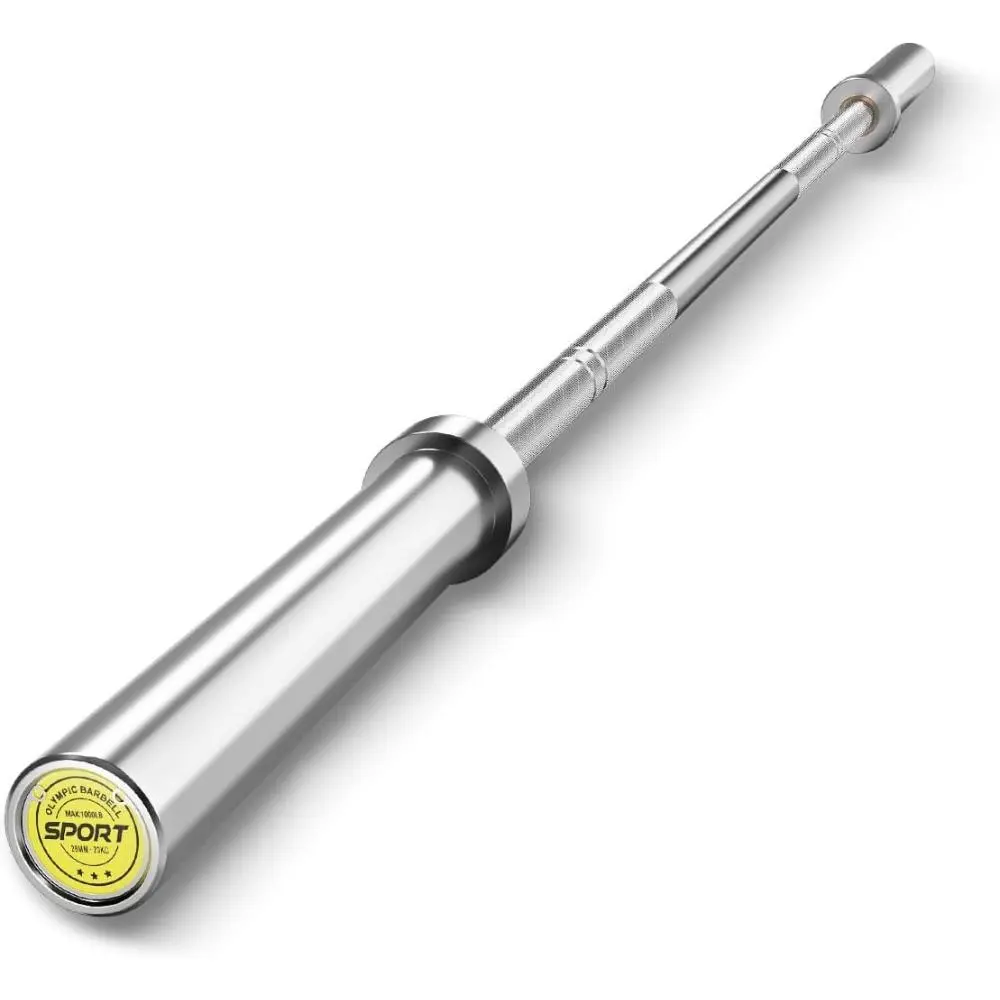 7ft Olympic Barbell, 1500 LBS Capacity Hard Chrome Alloy Steel Bar with Diamond Knurling - Strength Training Equipment for Deadlifts & Resistance Training, Back Workout Equipment, Home Gym Kit, Weightlifting Equipment