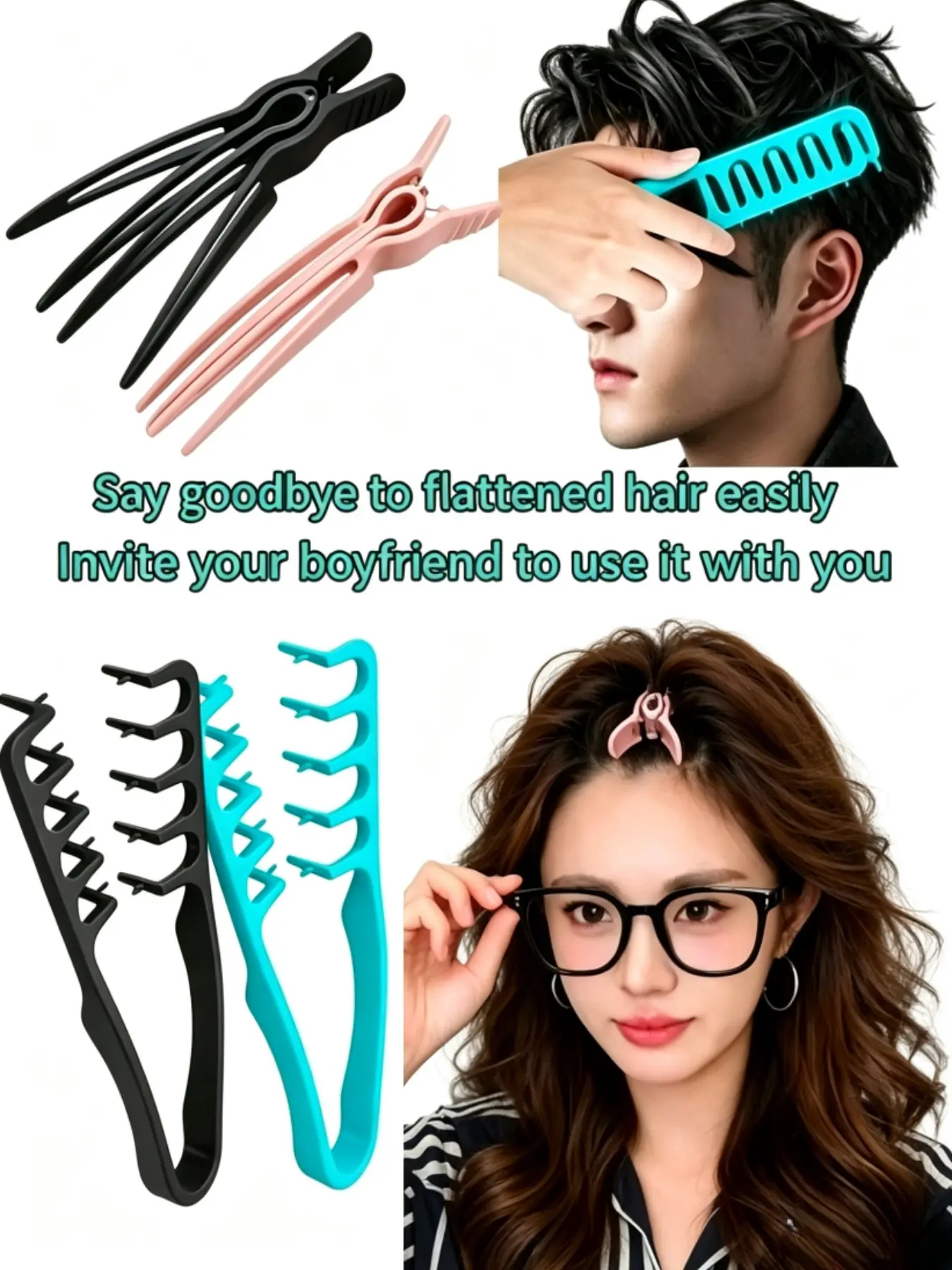 3-Piece High Crown Volumizing Set, Hair Volumizer, Hair Styling Kit, Textured Hair Comb, Root Lifter, Bang Cover, Invisible Clip, Styling Tools for Men