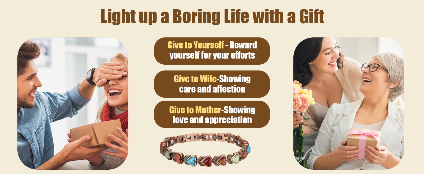 Jecanori Copper Bracelet for Women, Pure Copper Magnetic Bracelets ,Natural Unique Gemstone,Gifts for Women Trendy Stack Bangle Trendy Jewellery Accessories