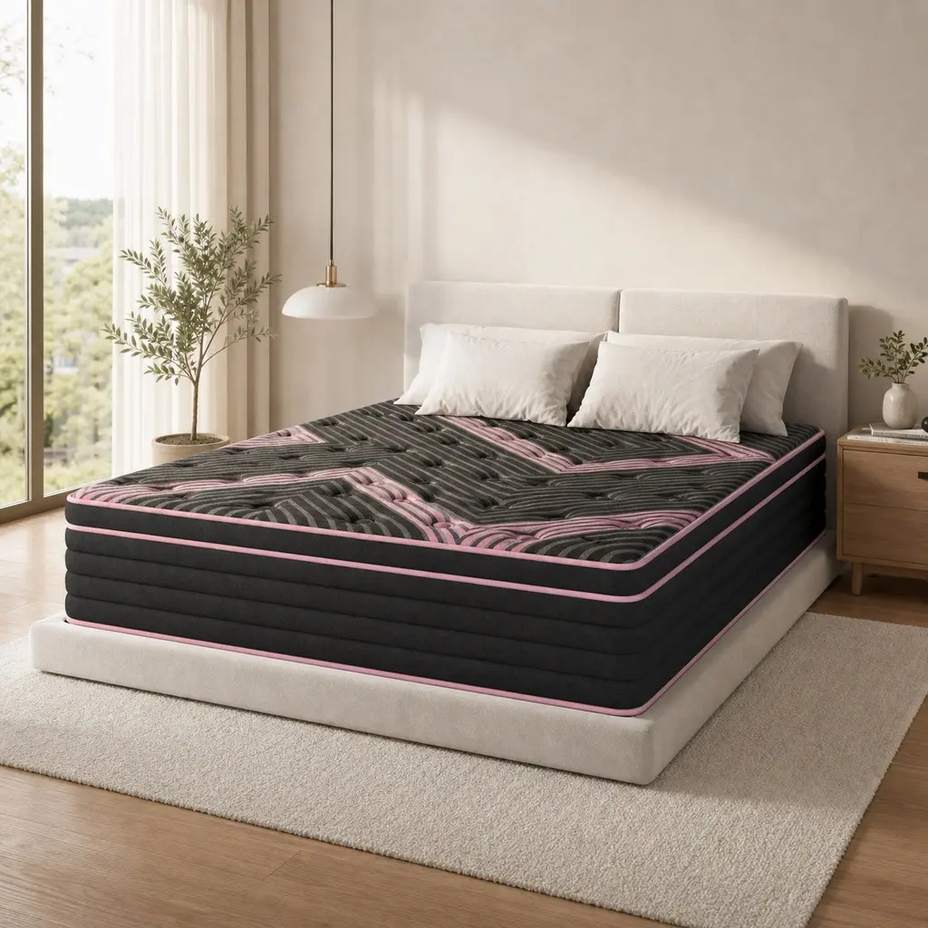 Queen Size Mattress - ARCH 10-Inch Hybrid Mattress, CertiPUR-US Certified, Individually Pocketed Innerspring & Memory Foam, Medium Firm, Breathable Knitted Fabric, Motion Isolation, Bed in a Box, Black, Mattress Queen Size, Cooling Sleep