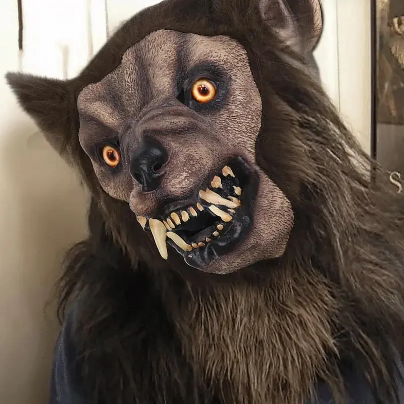 Horror Werewolf Realistic Mask Cosplay Creepy Animal Wolf Head Latex Helmet Halloween Carnival Masquerade Party Costume Props