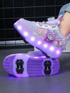 Four-Wheel Roller Skates with Lights, Detachable Two-In-One Sports Shoes, Velcro Closure, Fashionable Casual Shoes for Boys and Girls