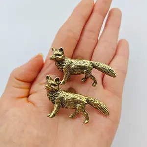 Brass Fox Cabinet Pull Animal Dresser Drawer Knobs Kitchen Cabinet Handle Antique Hardware Home Kitchen Decor-Set of 2