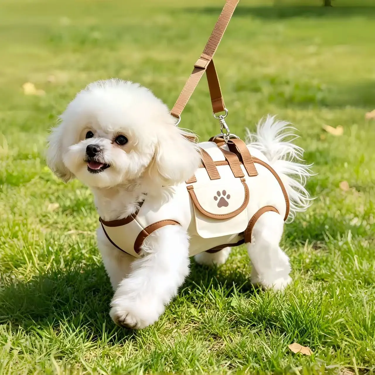 pet backpacks with leash, Dog crossbody bag, portable pet outdoor handbag, pet outdoor leash backpack, portable and breathable, suitable for outdoor play and short trips outdoor animal carrier