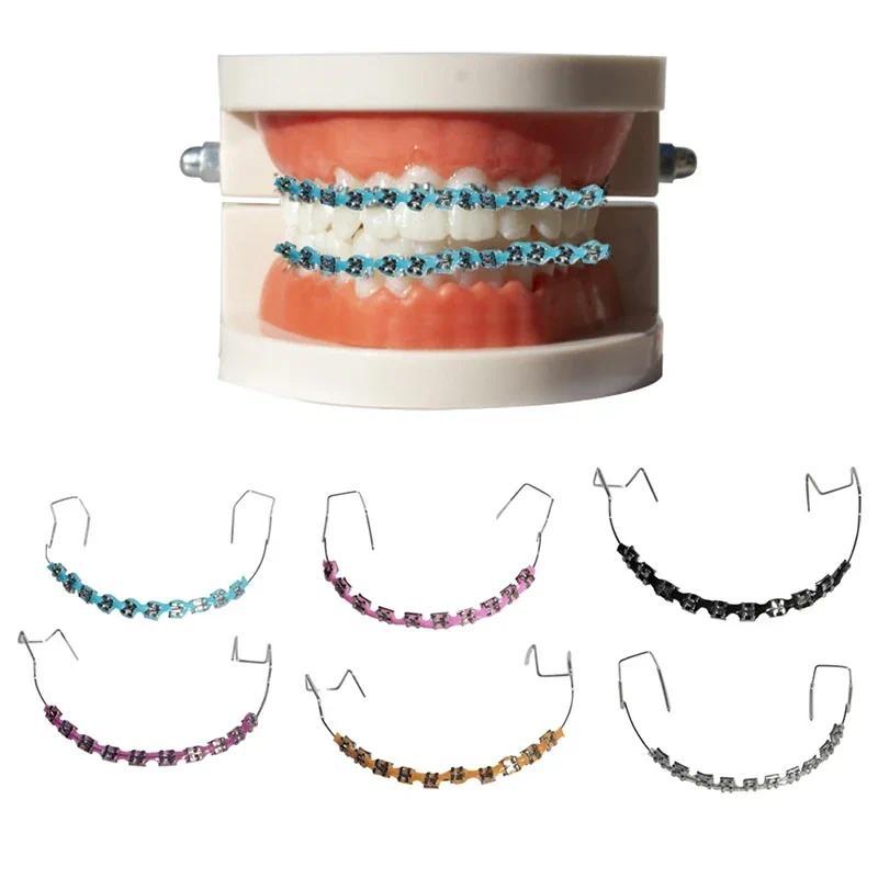 2026 1 Pair Fashion Braces Colorful Temporary Tooth Decoration with Metal Wires Metal Bracket Orthodontic Ligature Ties High Quality