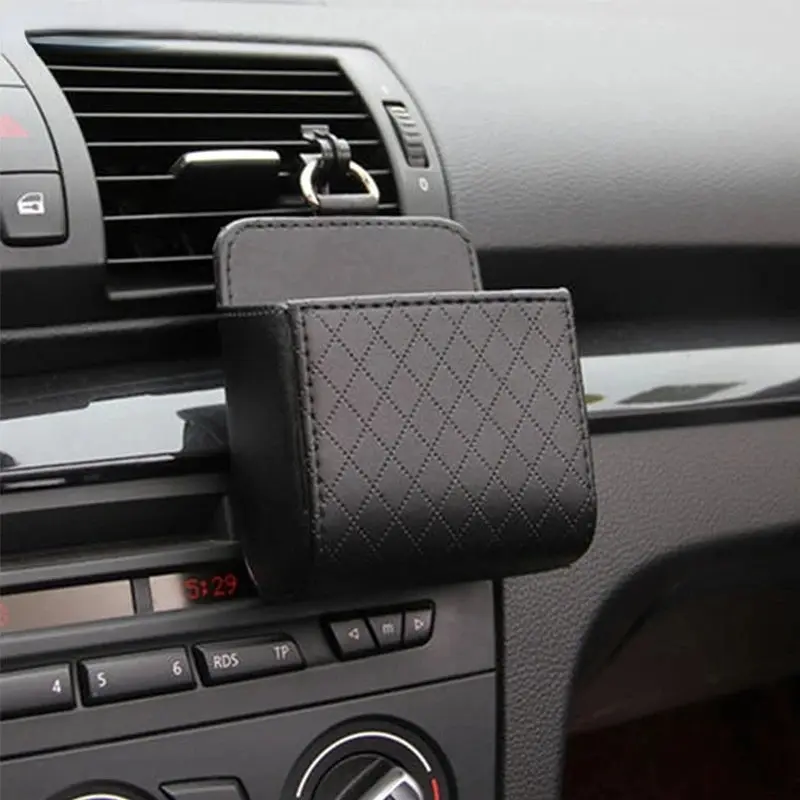 Car Air Vent Storage Organizer, Leather Hanging Phone Holder, Glasses Box, Tidy Dashboard Accessories, Multi-Functional Interior