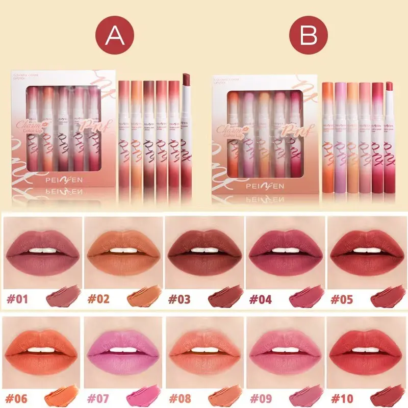 5-Pack Lipstick Pencils, Moisturizing Long-Lasting Waterproof Balm, Non-Staining, Suitable for All Occasions, Ideal for Beginners
