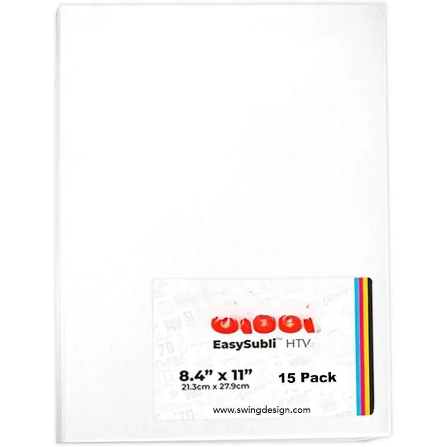 EasySubli Sublimation Heat Transfer Vinyl 8.4" x 11" - 15 Pack