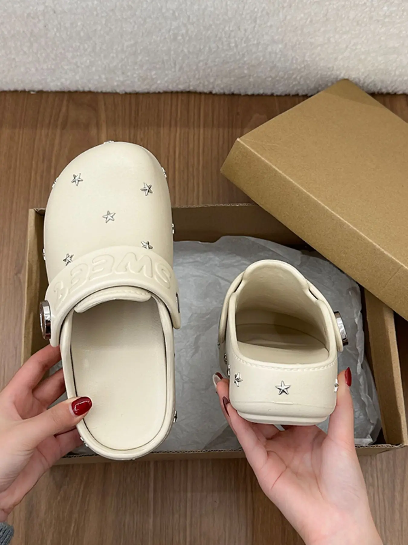 Women's Thick Sole Starry Half Slipper, Outdoor Wear Spring New Trendy Birkken Cool Slippers, 2026 Fashion Footwear