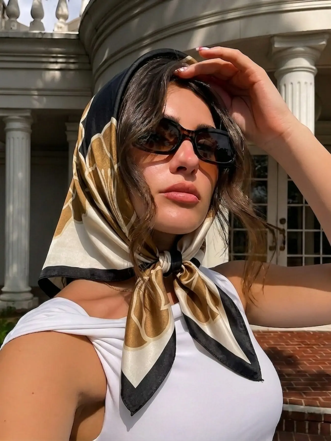 Women's Satin Print Scarf, 70cm X 70cm, Versatile Accessory for Dresses, Hairband, Neckwear, Headband, Fine Silk Scarf, Boho Style Scarf, Fashion Shawl