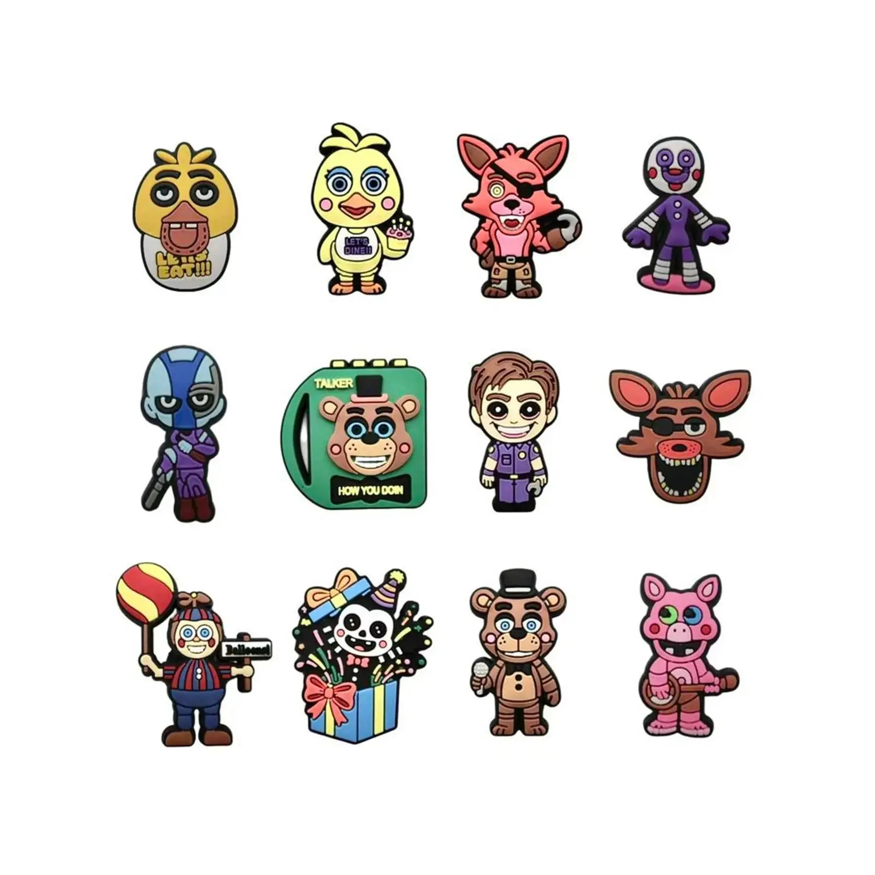 12-20pcs Cartoon Bear Shoe Accessories, Charm Accessory, Horror Game Theme, Unisex Fashion Jewelry, Perfect Gift for Friends, All Seasons Wear # trendy hole accessory clip fashionable novelty decoration fit flower chain jewelry Football Themed Charms cute