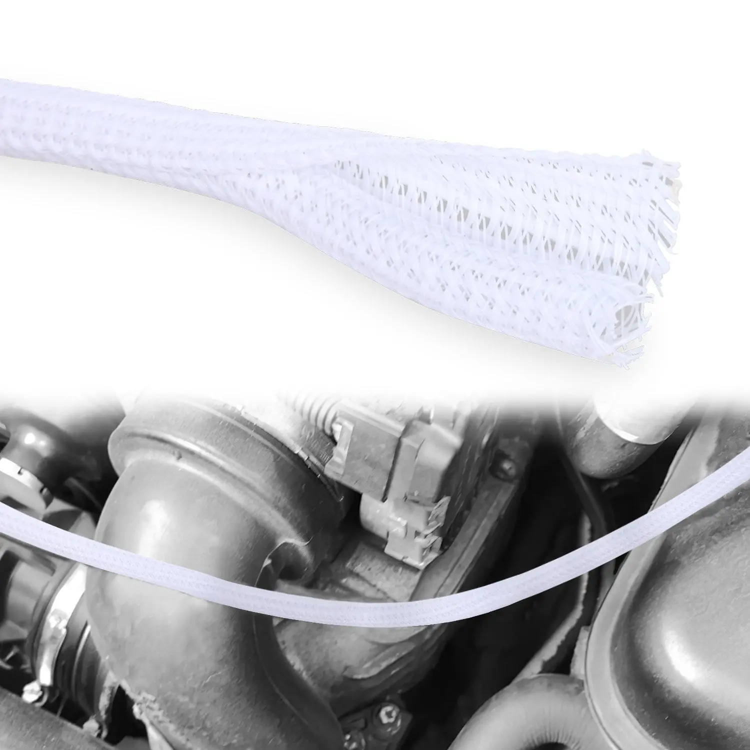 Nilight Polyester Braided Self-Wrap Cable Sleeve - 1 Pc, 10ft 1/4in Expandable & Self-Closing Wire Management Accessory for Computer, Automotive, Easy Installation, Wire Protection, Heat Dissipation, 1/4 Inch, 10Ft Length