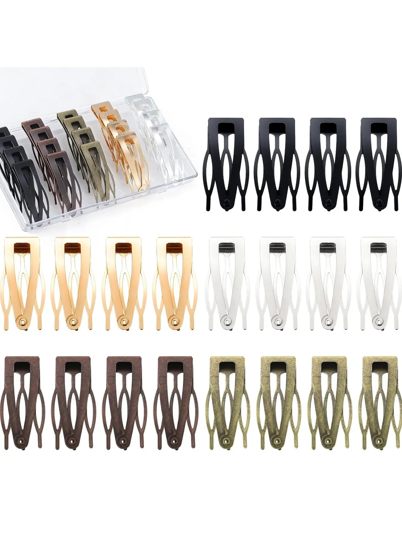 20 Pcs Metal Snap Hair Clips, Hair Clip Set, Hair Barrettes Accessories hair decor for Women and Girls, Small Flat Hair Clips for Styling Short Thin Hair, Holiday or Birthday Gifts - 5 Matte Colors with Storage Box