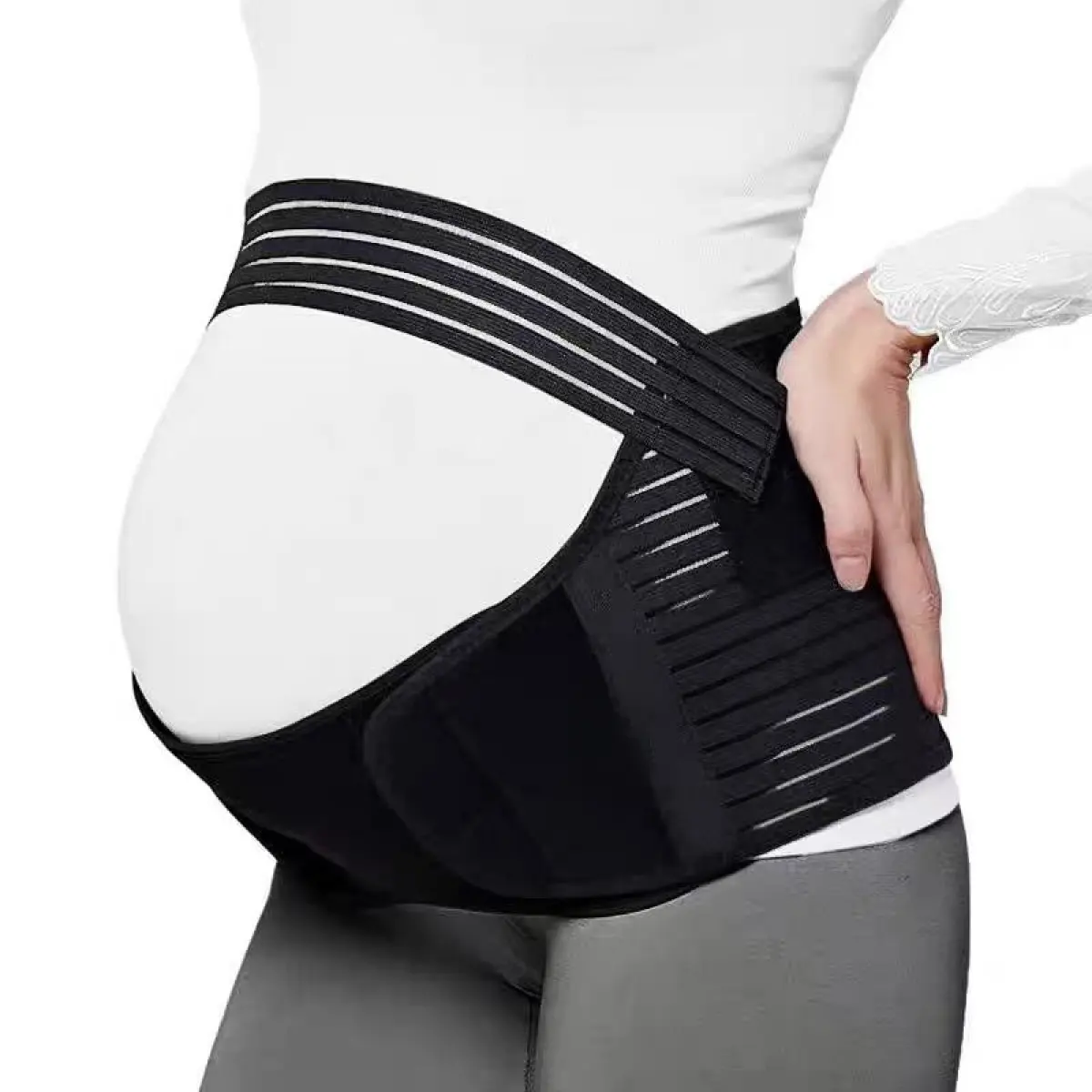 Adjustable Pregnancy Belly Band, Maternity Support Belt for Pelvic & Lower Back Pain, Soft & Breathable Pregnancy Band for Women in All Stages of Gestation, Black