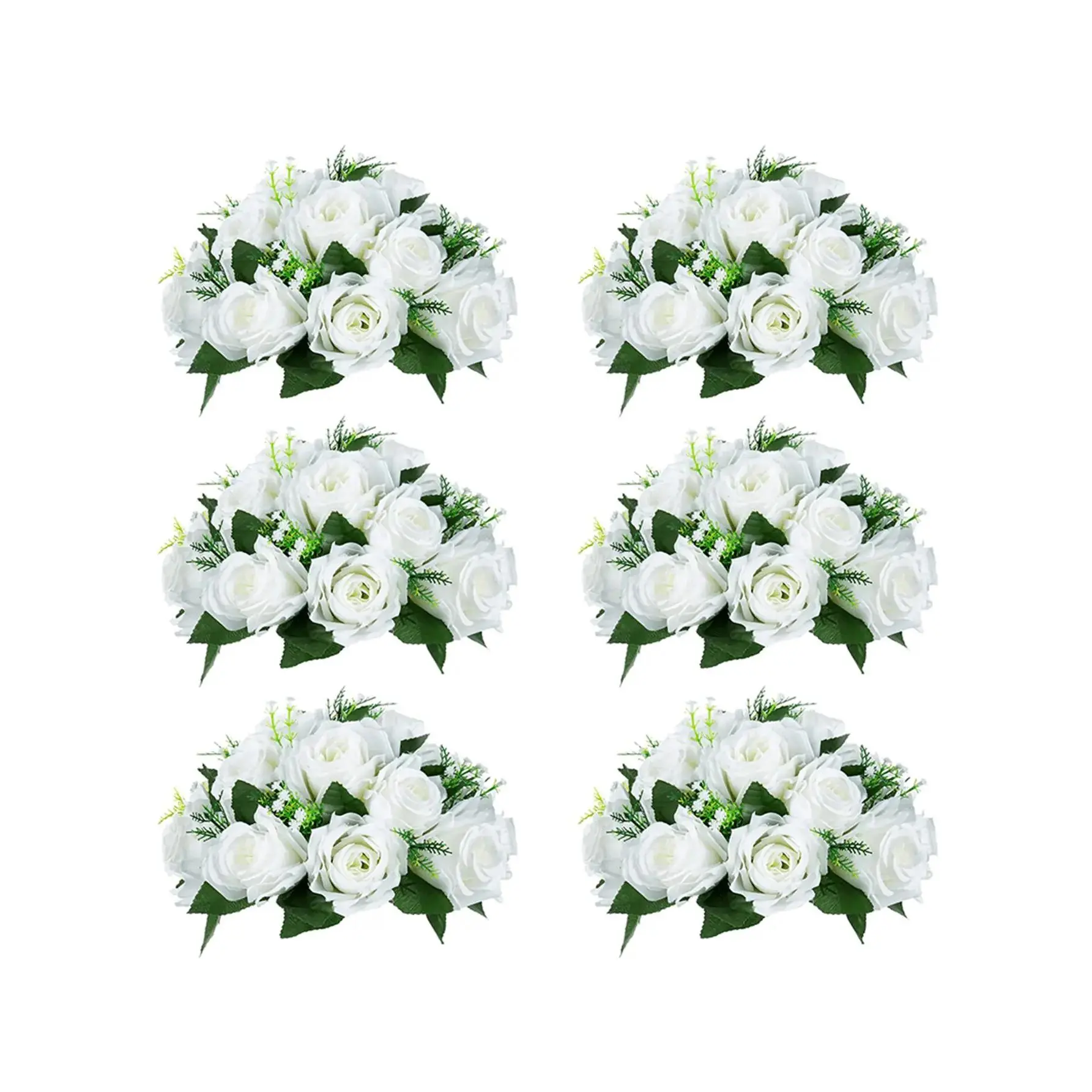 Artificial Flower Ball Arrangement Bouquets, Plastic Roses with Base, Fake Wedding Rose Flower Ball Centerpieces, 6 Fake Flower Balls for Wedding Centerpiece Flower Racks, Party Valentine's Day Home Décor Table DIY Flower Decorations