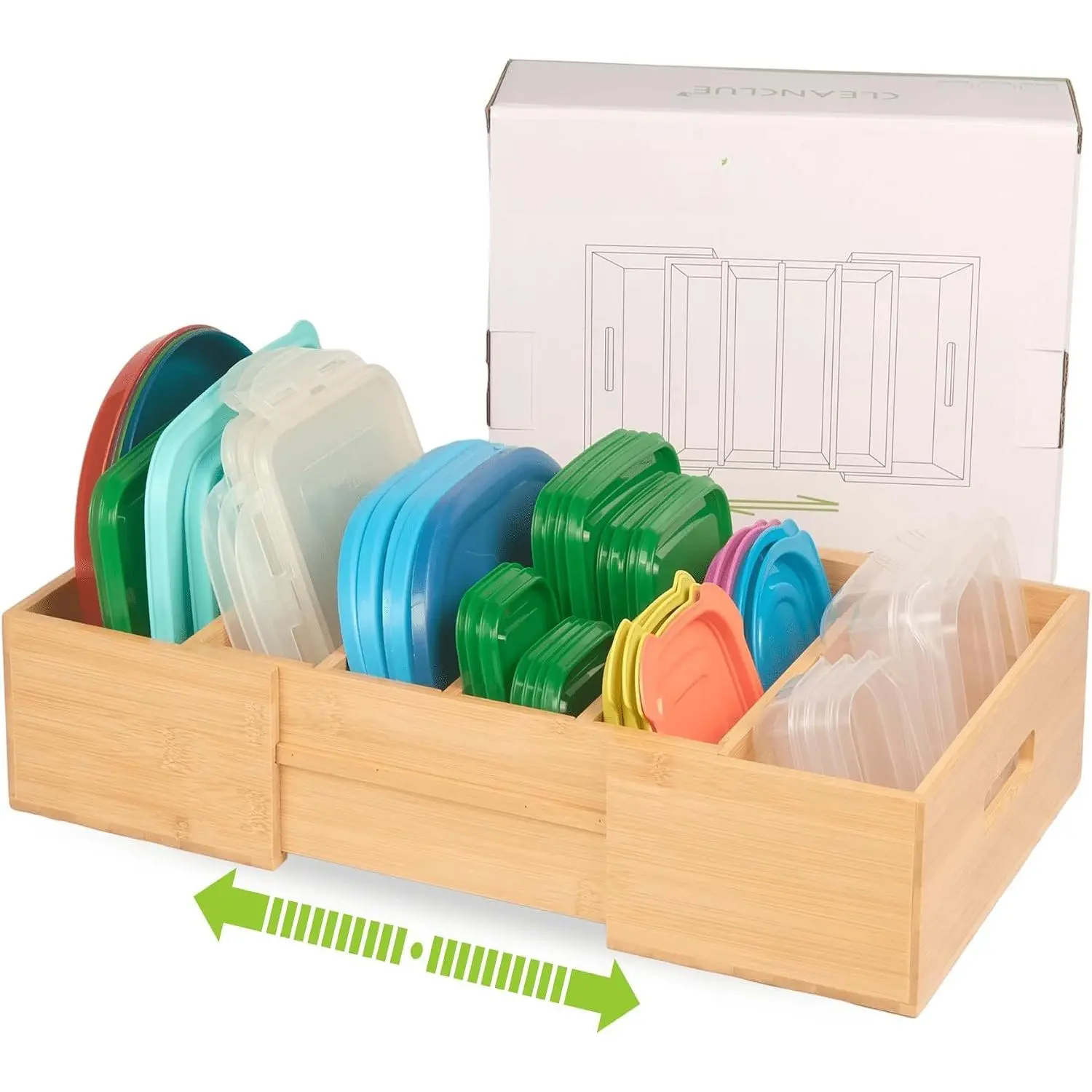 Expandable  Kitchen Cabinet Organizer for  Container  Holder | Adjustable drawer organizer with 3 dividers for  container ,  lid organizer for kitchen cabinet lid storage