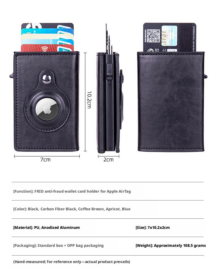 Mens Smart Wallet Card Holder for AirTag: Leather,  RFID Blocking, Slim, Carbon Fiber, Minimalist - 6-9 Card Capacity| ID Window| Cash Slot
