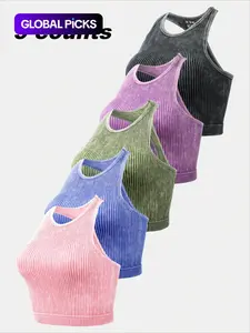 Women's Solid Racerback Sports Tank Top, Athletic Top, Casual Sleeveless Round Neck Top for Yoga Gym Workout Running, Ladies Sportswear for Spring & Fall, Gym Outfits, Workout Apparel, Casual Sporty Top