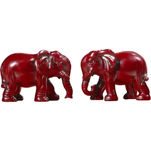 Red Elephant Figurines Set of 2 –Wealth Feng Shui Red Elephant Decor for Home & Office, Living Room-Ideal Gift for Mom Women Birthday animal