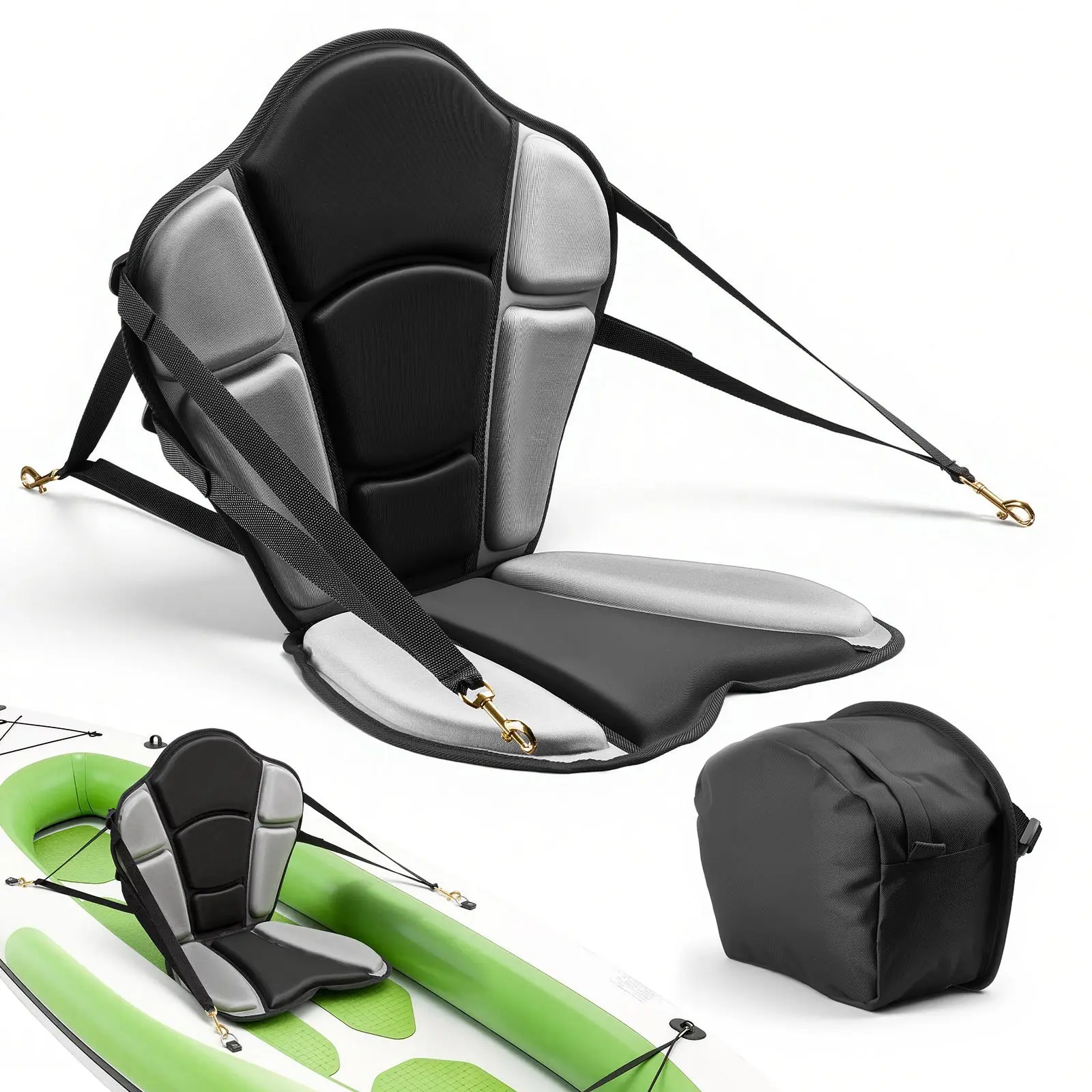 【Summerfinds】VEVOR Kayak Seat, 1 Pack 1" Thick, Universal Paddle Board Seat with Back Support, Sit-on-Top Soft Padded Cushion with Storage Bag Adjustable Straps for SUP, Fishing Boat, Inflatable Kayak, Rowboat