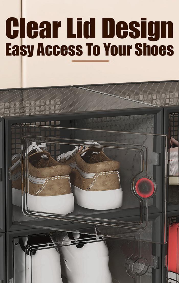 12/24/36 Pcs X-Large Clear Shoe Storage Boxes, Stackable Plastic Organizers for Closet, Fits US Size 11 Sneakers, Space Saving Container for Entryway, Alternative to Shoe Rack & Drawer Unit