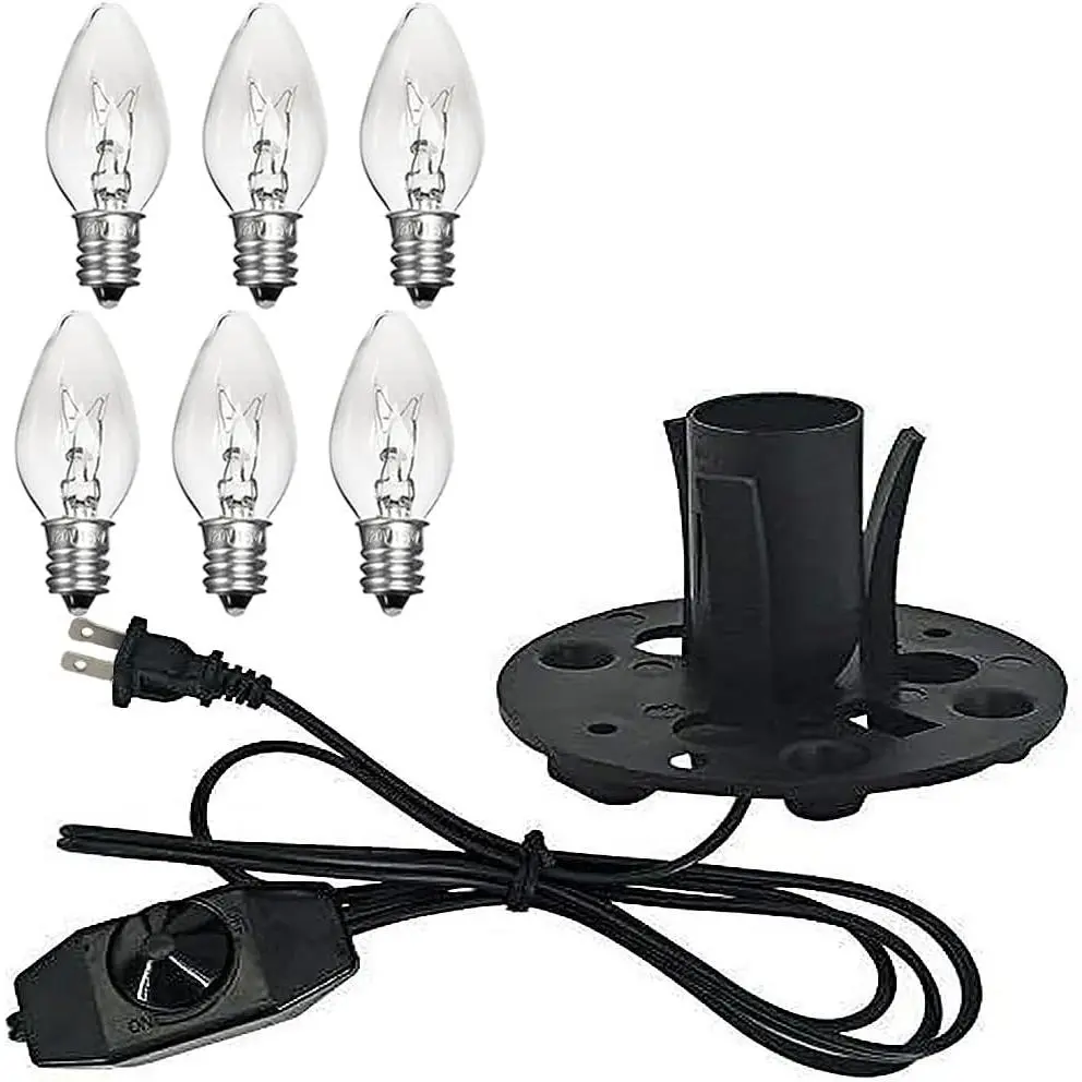 Himalayan Salt Lamp Cord, Dimmer ,Christmas Bulb,Salt Lamp Cord with Dimmer Control and Base Assembly,5 ,E12 Base for Himalayan Salt Lampsand with six Free 7-15W Bulbs for Salt Lamp
