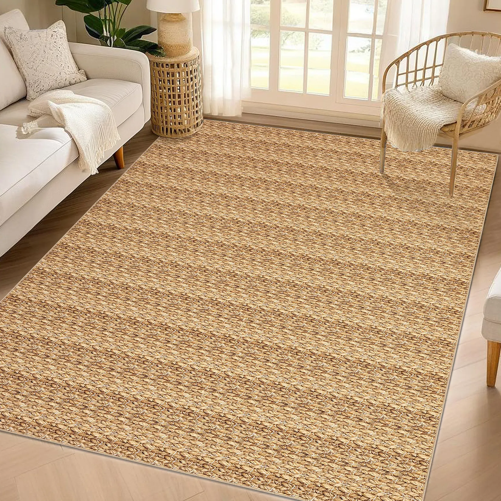 Modern Woven Printed Rug With Non Slip Backing Soft and Washable Ultra Thin And Non Shedding for Bedrooms Living Rooms Dining Rooms Game Rooms Offices and Apartments