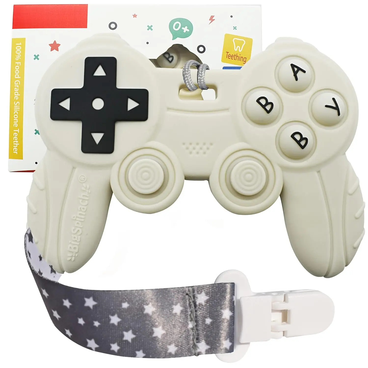 Silicone Controller-Shape Teething Toy for Babies 0-6/6-12 Months - Safe Materials, Teeth-Friendly, Gamer Parents’ Pick, Babies' Size, First Valentine's Day Gift (White)