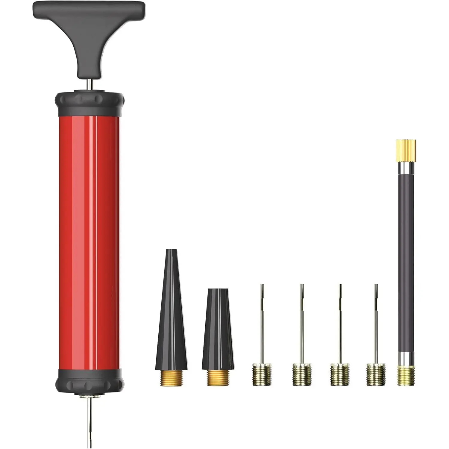Compact Portable Ball Pump with Portability Focus, Includes Hose - 4 Nozzles, 2 Nozzles, 1 Extension Hose for Inflating Basketball, Football, Volleyball, Inflates Balls