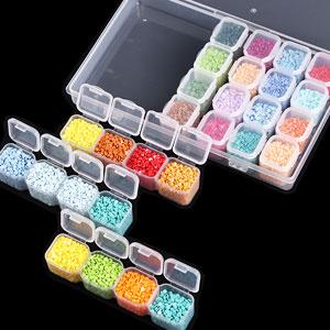 168 Slots Diamond Painting Storage Containers, 3pcs 28 Grids Clear Diamond Painting Accessories and Tools Boxes Bead Organizers Diamond Art Embroidery Storage with Label Stickers