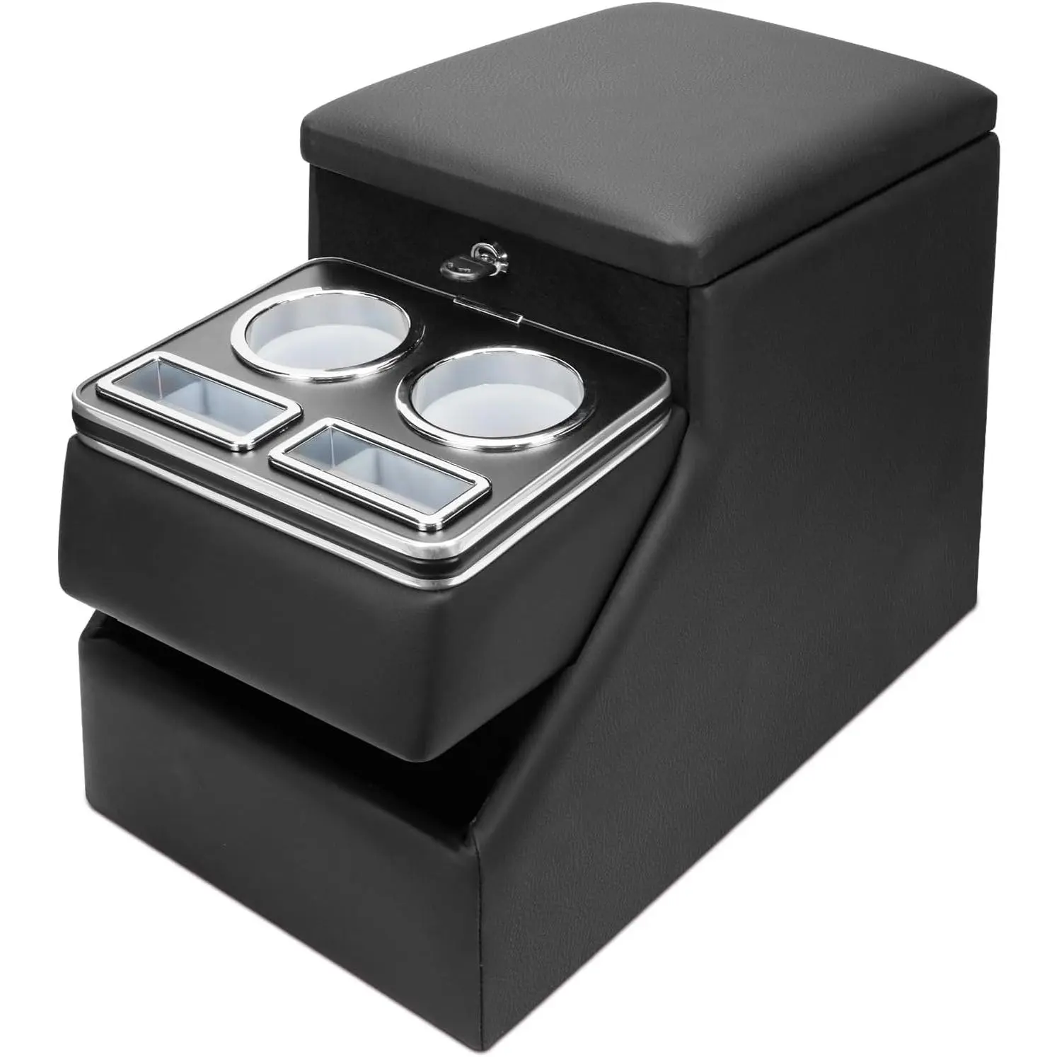 Center Console Between Seat for Minivans, SUVs, Middle Van Console Floor Console Organizer Storage Box with Locking