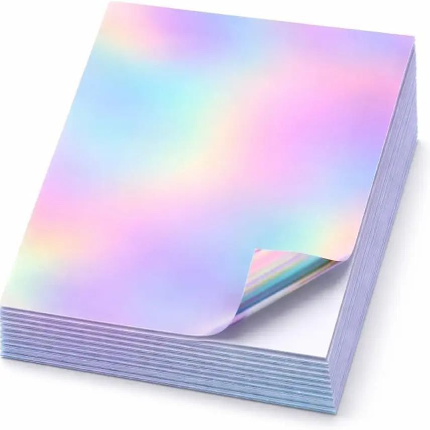 20/50 Sheets Holographic Printable Sticker Paper 8.3 x 11.7 inch Waterproof Stickers Rainbow Vinyl Sticker Sheets for Inkjet or Laser Printer