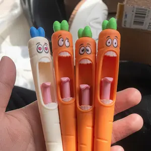 4Pcs Multi-Expression Radish Shaped Gel Pens, Creative Cute Fresh Stationery with Black Ink, Fun Novelty Pen Set for Easter Gifts, Party Giveaways, School Office Supplies & Kids Students