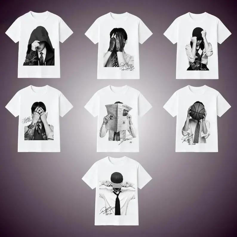 Arirang Bangtan Members Signature Graphic White and Black Unisex T-Shirt, Retro 90s Tee, World Tour 2026