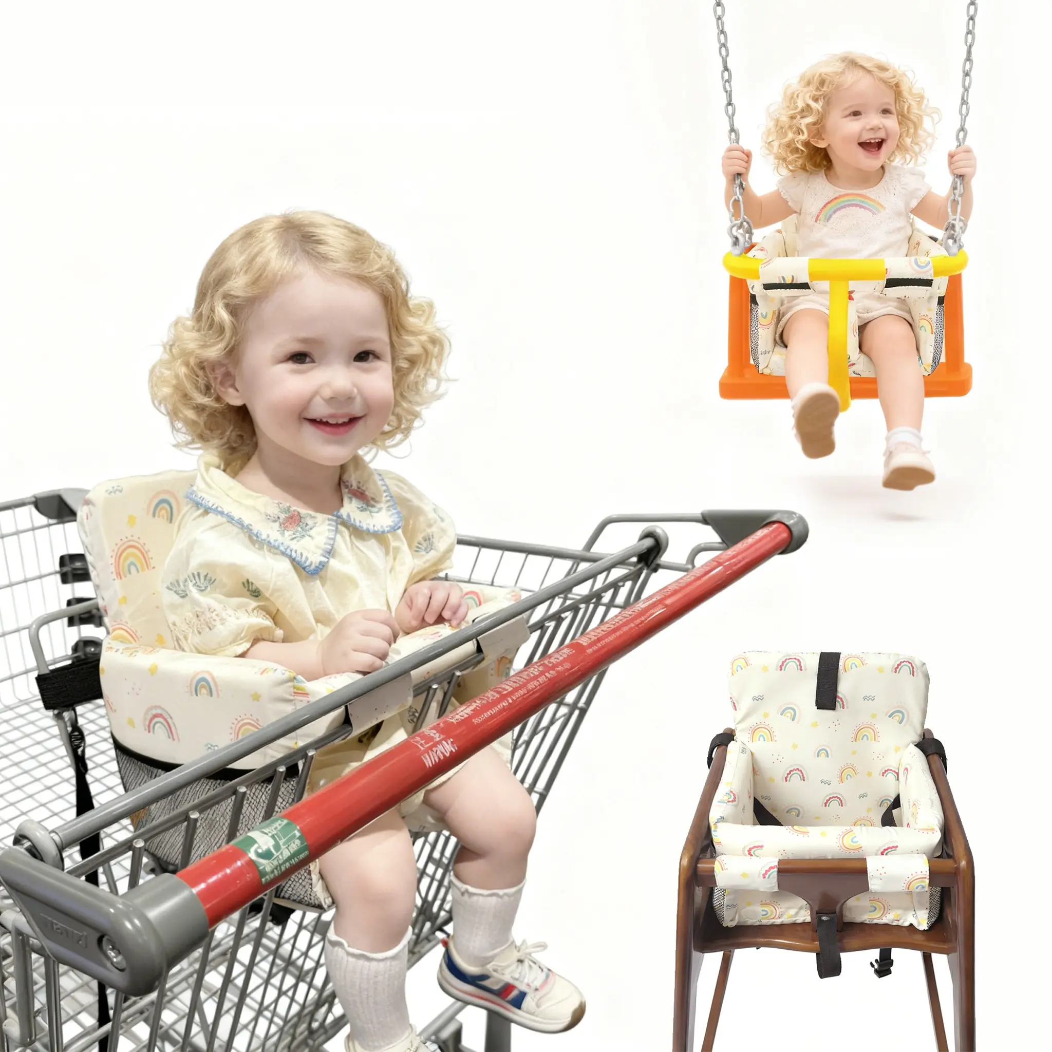 1pc Shopping Cart Seat Cover for Baby, High Chair & Grocery Seat Protector, Padded Chair Covers for Restaurant Seats, Unisex Machine Washable Hygienic Grocery Cart Liner & Swing Insert