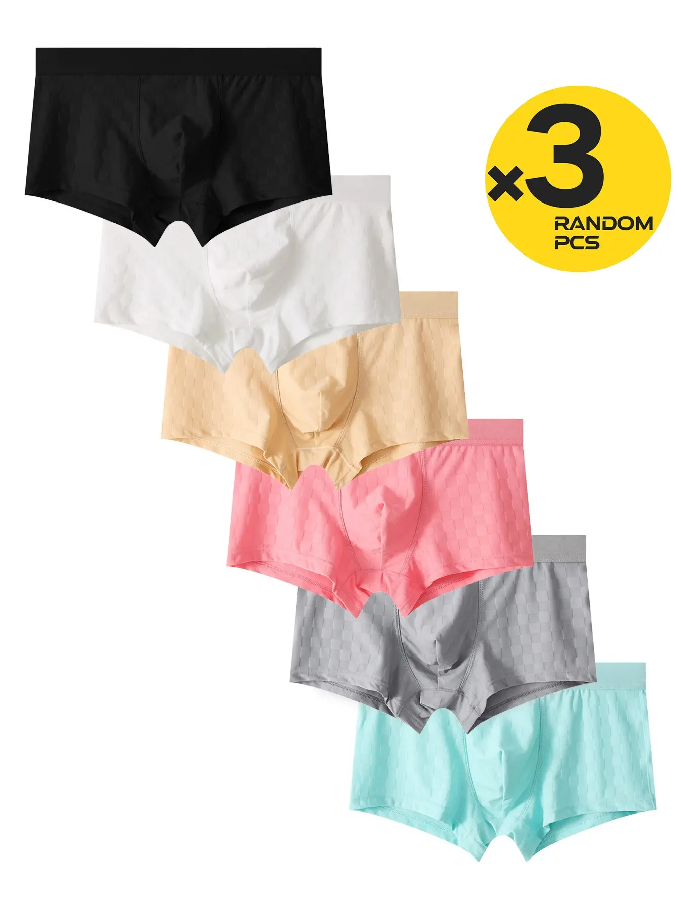 2/3/4 Pack Random‑color Men Solid Boxer Briefs, Breathable Grid‑textured Fabric, Comfortable Underwear For Workout Fitness And Casual Daily Wear