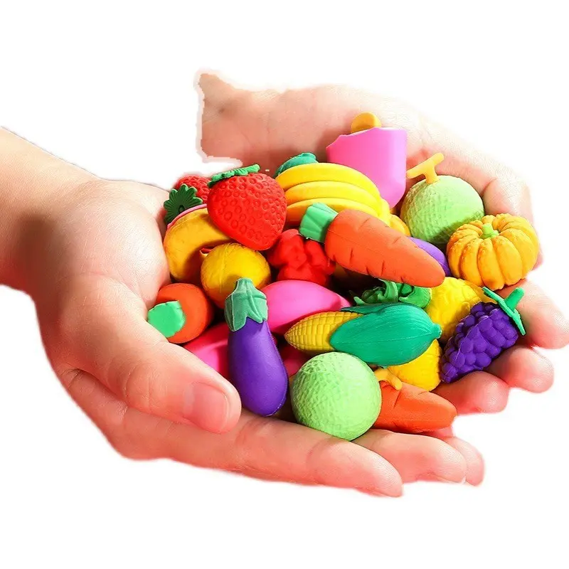 Cute Creative Fruit Vegetable Shaped Erasers, Stationery Reward for Kids Primary Kindergarten Students