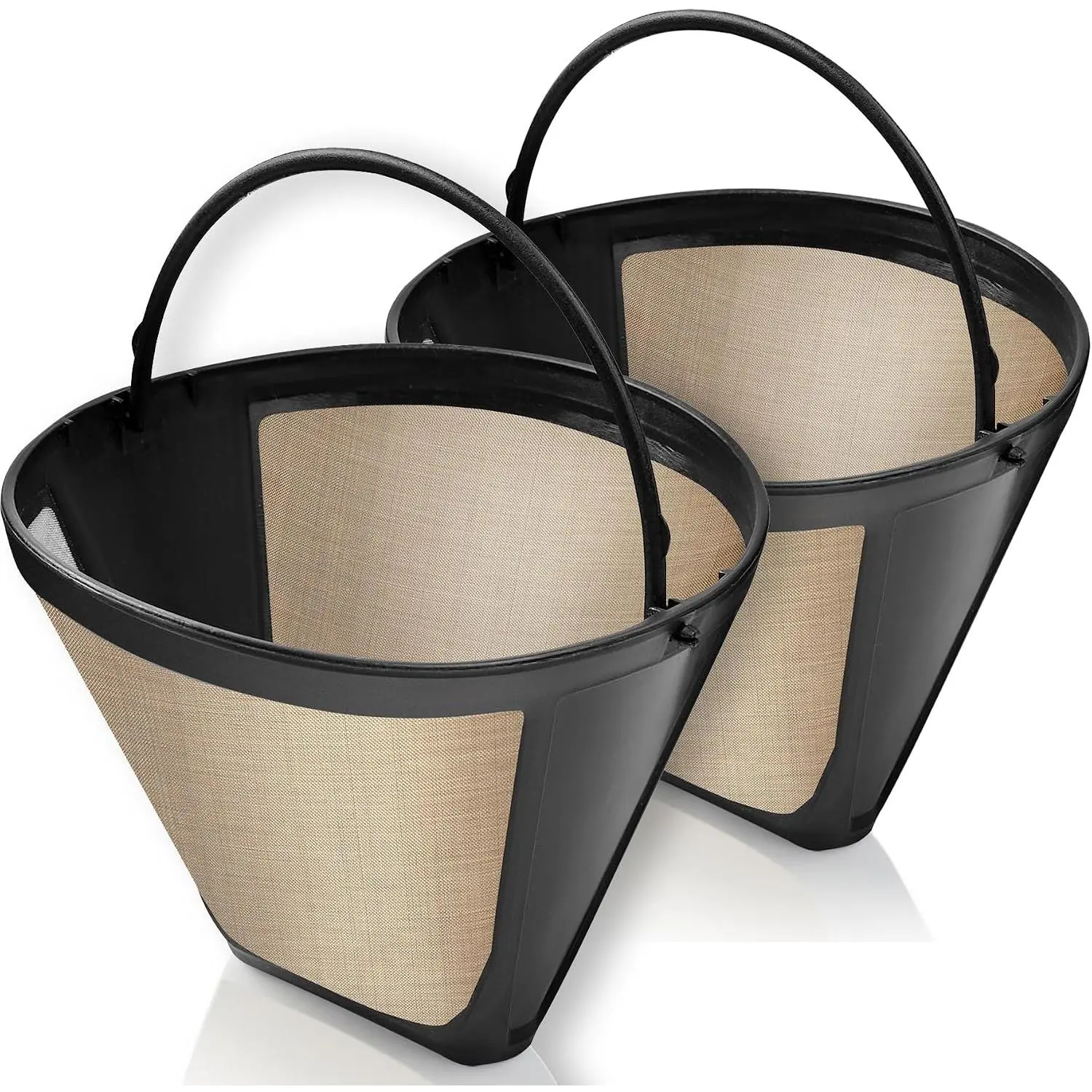 2-Pack # 4 Reusable Permanent Cone Coffee Filters - Compatible with Cuisinart 10–14 Cup Brewers (DCC-3200, DCC-1200, DCC-3400) & Ninja Coffee Makers - Stainless Steel Mesh, Dishwasher-Safe by GoodCups