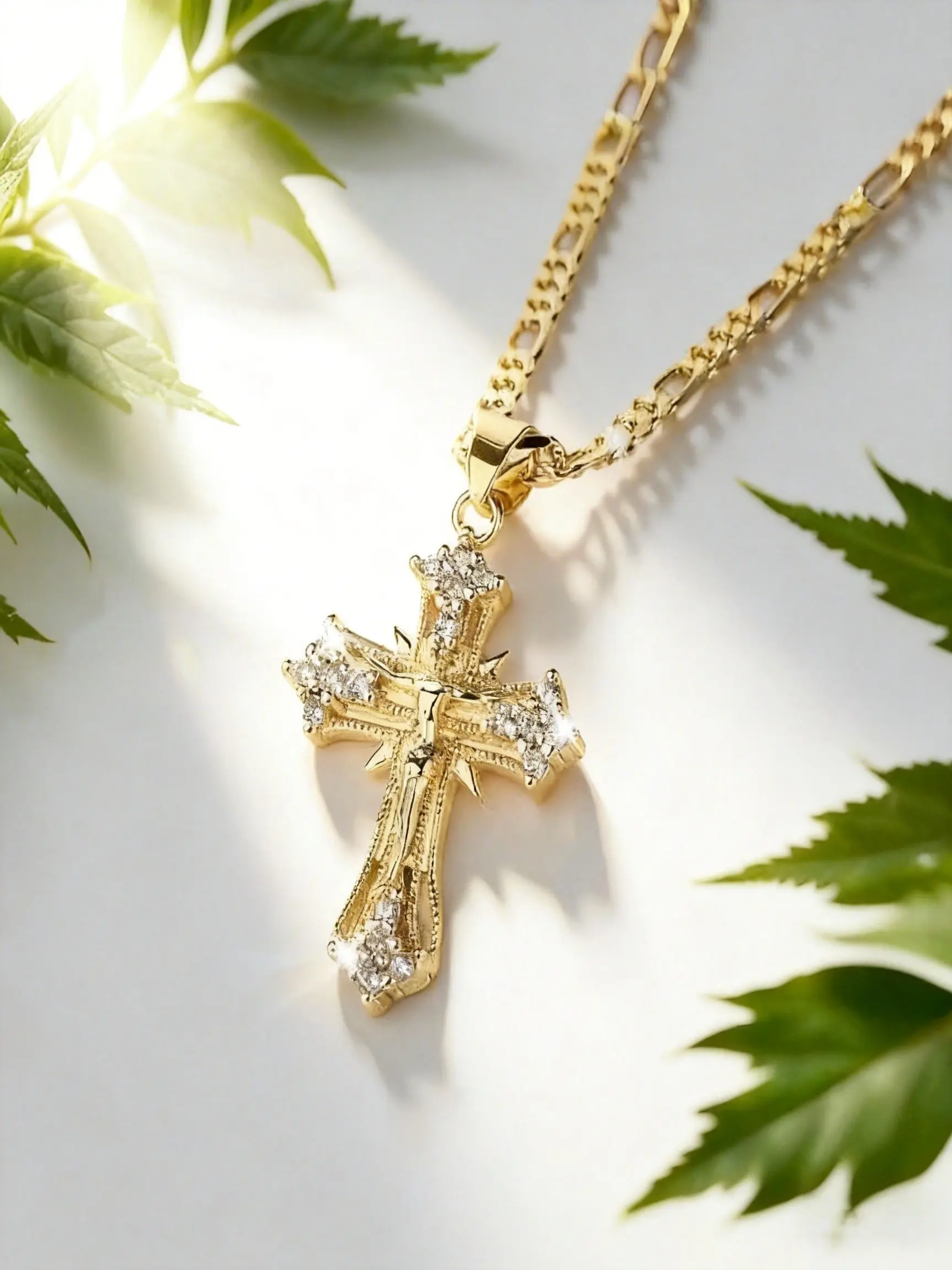 Shimmering Cross Pendant Necklace, Elegant Religious Jewelry, Perfect Gift for Graduation and Thanksgiving, All Seasons Accessory