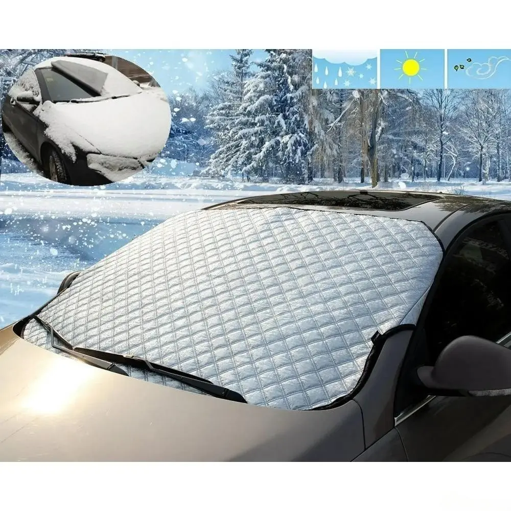 2026 New Fabric Car Windshield Frost Guard - 57.87×37.4in Full Coverage Windproof Wiper Protector, Universal Exterior Accessory for All Cars, Sedans & Most SUVs Winter Use, Car Exterior