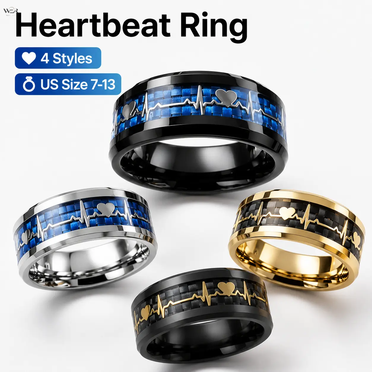 US Standard Ring Size Chart for Heartbeat ECG Ring Finger Circumference & Inner Diameter Measurement Guide Sizing Reference for Men Women Wedding Promise Band