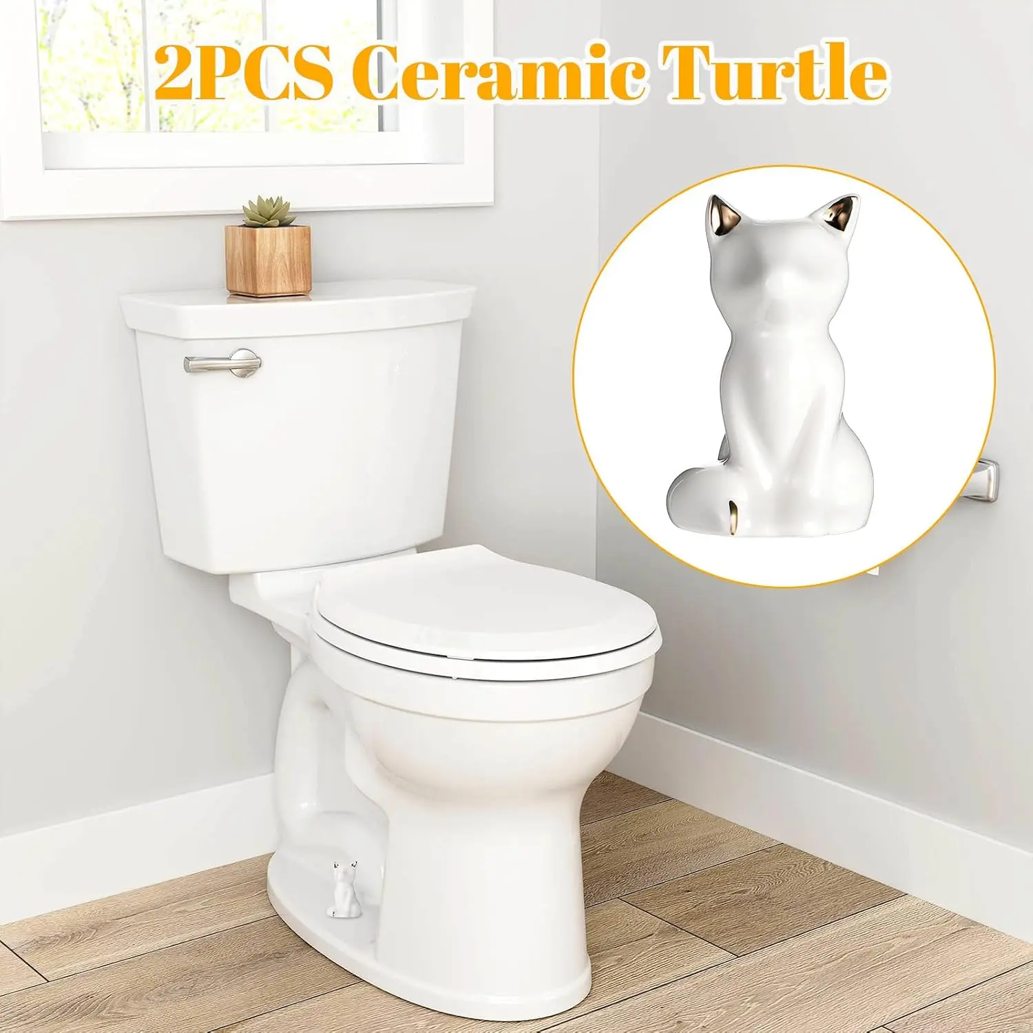 Cat Toilet Bolt Covers Toilet Bolt Caps Decorative 2 Pack Decorative Toilet-Bolt Covers Ceramic Toilet-Bolt Cover Easy Installation White