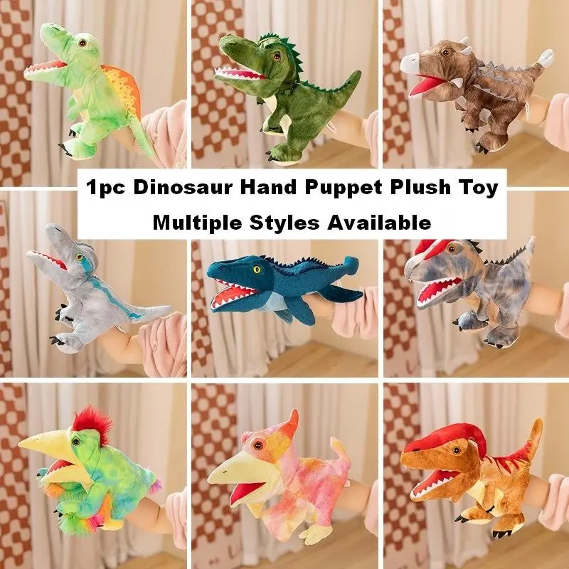 Dinosaur Hand Puppet Plush Toy Stuffed Dinosaur, Moving Mouth Triceratops Stegosaurus Tyrannosaurus Rex Doll, Parent-Child Interaction Animal Puppet