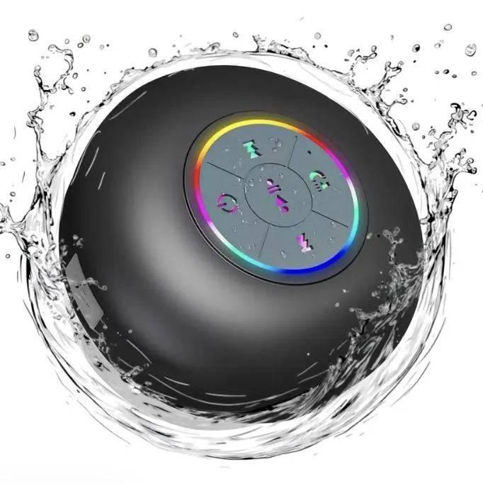 Wireless Bluetooth Portable Waterproof Bluetooth Shower Speaker, Handsfree Portable Speakerphone with Built-in Mic, 2hrs of Playtime, Control Buttons and Dedicated Suction Cup for Showers