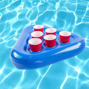 Inflatable Pool Drink Holder & Beer Pong Float Set – Pool Floats Raft Includes Raft, Floating Cooler Tray & Triangle Holder for Summer Pool Parties, Outdoor Water Games for Adults & Party Lovers, USA Summer Vibe