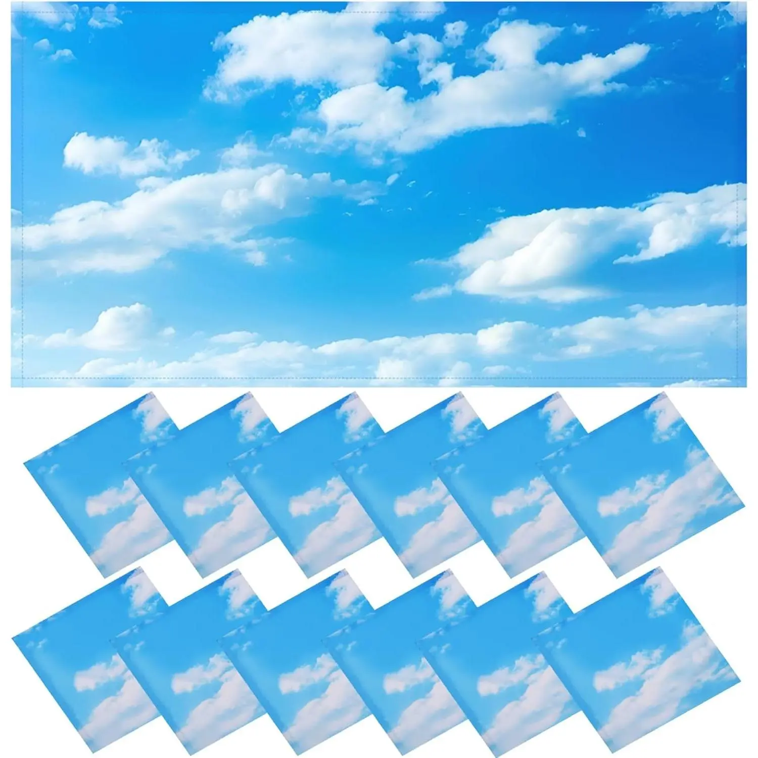 Torixqi 12 Pcs Fluorescent Light Covers, White clouds，4 x 2 Feet | magnetic light covers reduces LED light glare and eye fatigue / Suitable for classrooms, offices, hospitals, and homes.