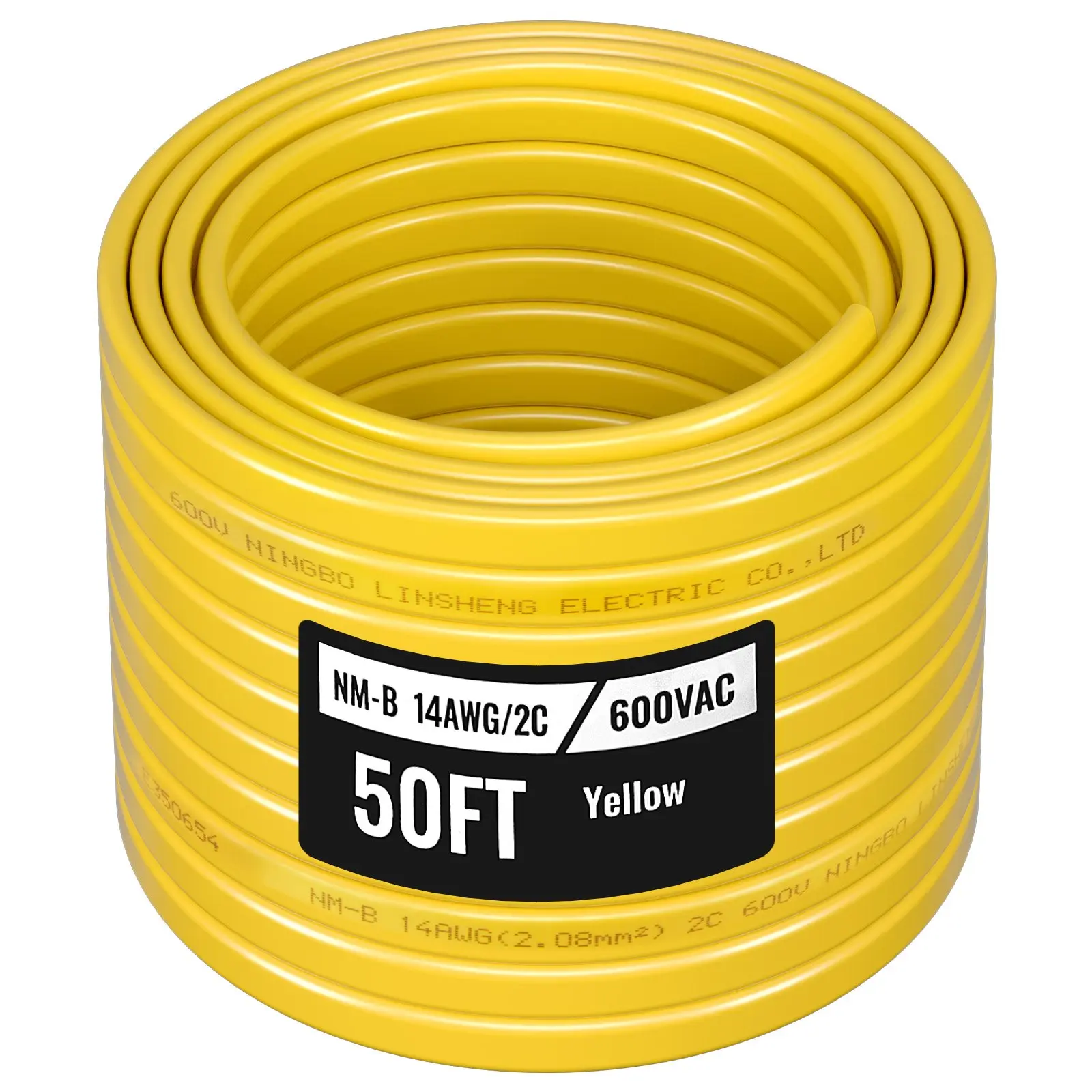 VEVOR NM-B Electrical Wire, 14AWG 2 Conductors with 1 Unprotected Ground Wire, PVC-Sheathed High-Purity Copper Core Cable (50 ft, 3.5 lbs, 9.84x9.84x2.36 in) for Residential Indoor Outlets, Switches & Lighting Wiring Projects