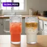 Glass Tumbler with Handle and Lid, 1 or 2 Pack Large-Capacity Iced Coffee Cup with Straw, Modern Glass Mug for Cold and Hot Beverages, Glass Beverage Cups #GLOBAL PICKS